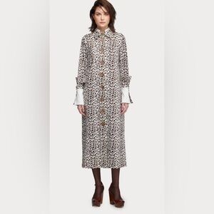 Julia Allert Leopard Print Long Button-Down Dress